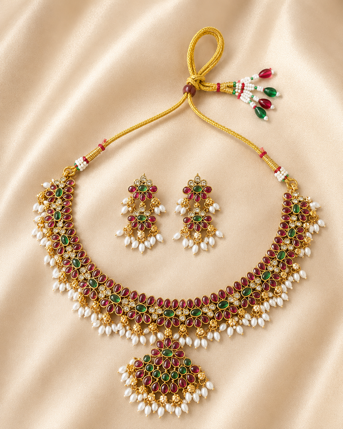 Ruby Green Pearl Set