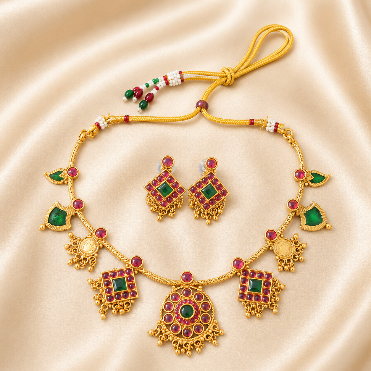 Ruby Green Pendant Set